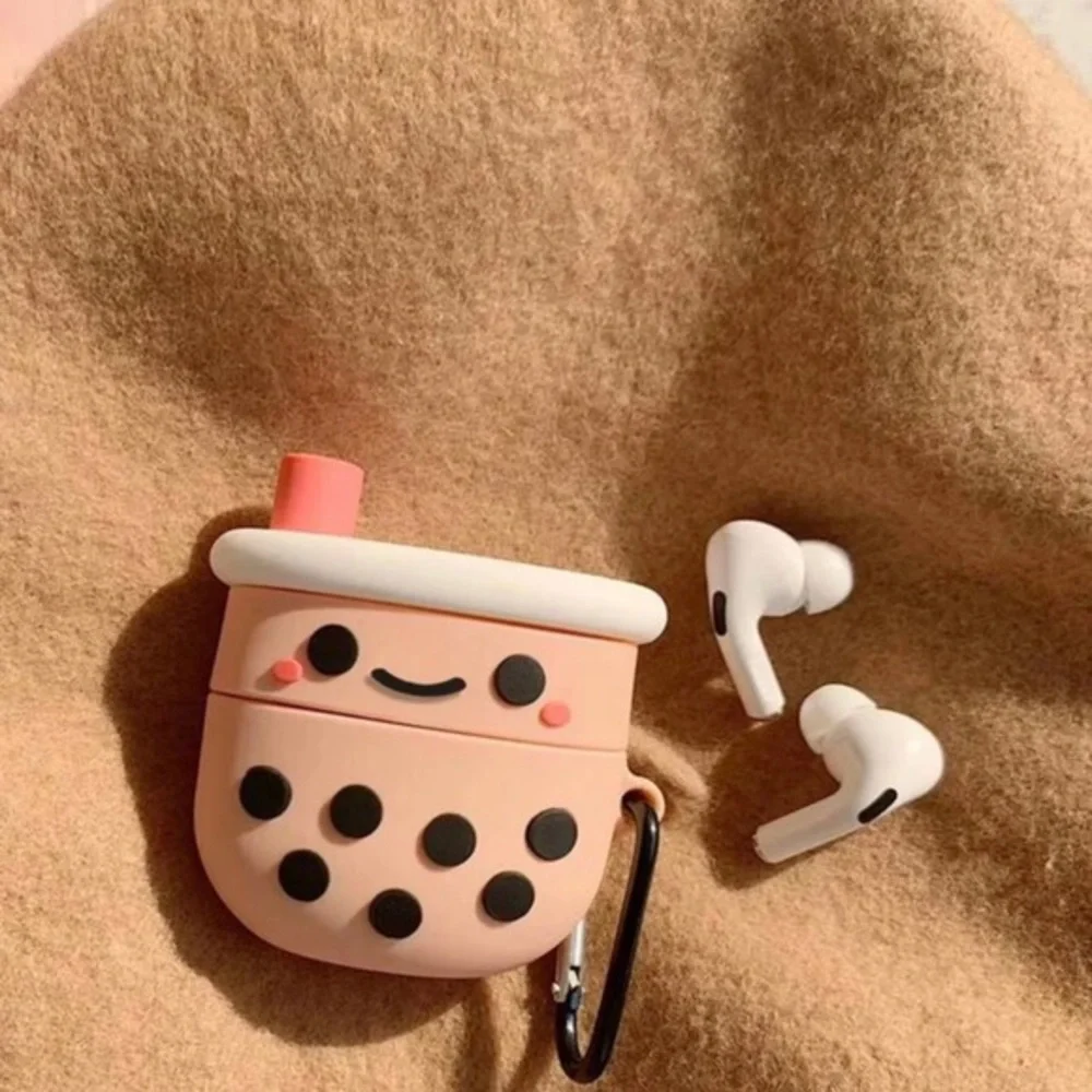 Girly Pink Boba Milk Tea Silicone Protective‎